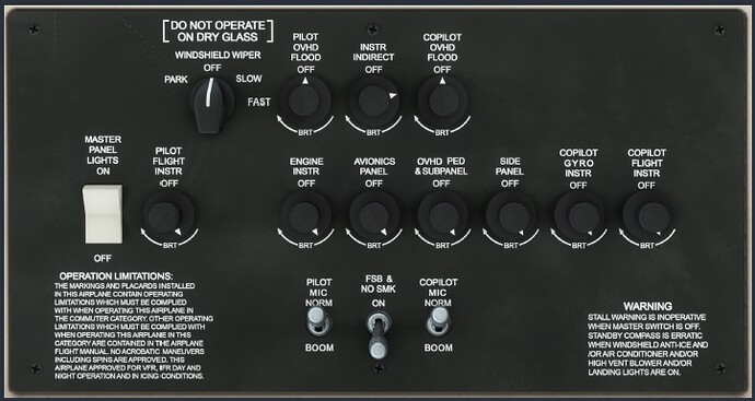 King Air overhead panel 1