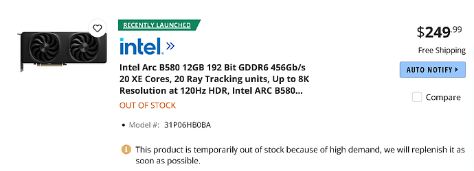 Newegg - Intel B580