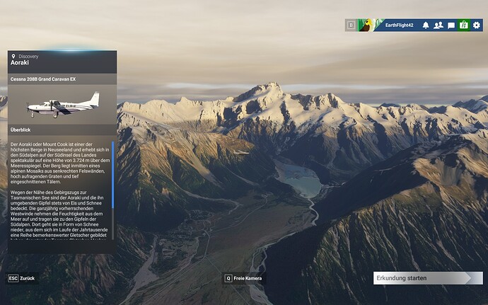 I start the Aoraki/Mt. Cook mission