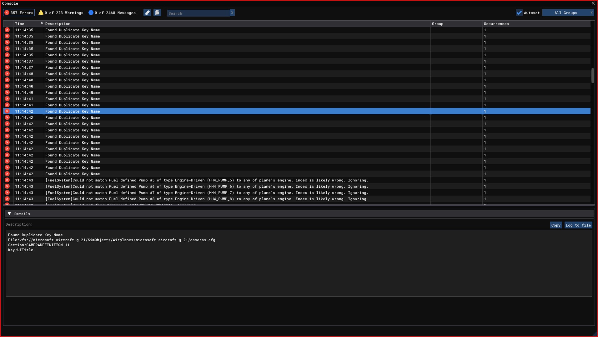 Error displayed in Dev Mode \ Console G-21 #Found Duplicate Key Name ...