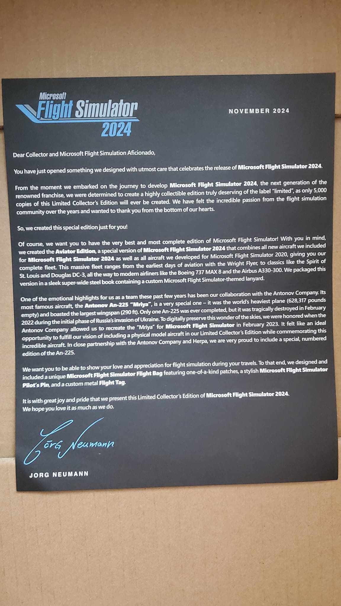 Letter to fans