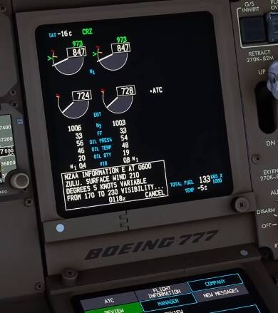 PMDG 777 - How to display ATIS and ACARS message on EICAS? - Aircraft ...