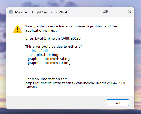 Crash when i try to Open any PopUp windows [Error: DXGI Unknwon ...