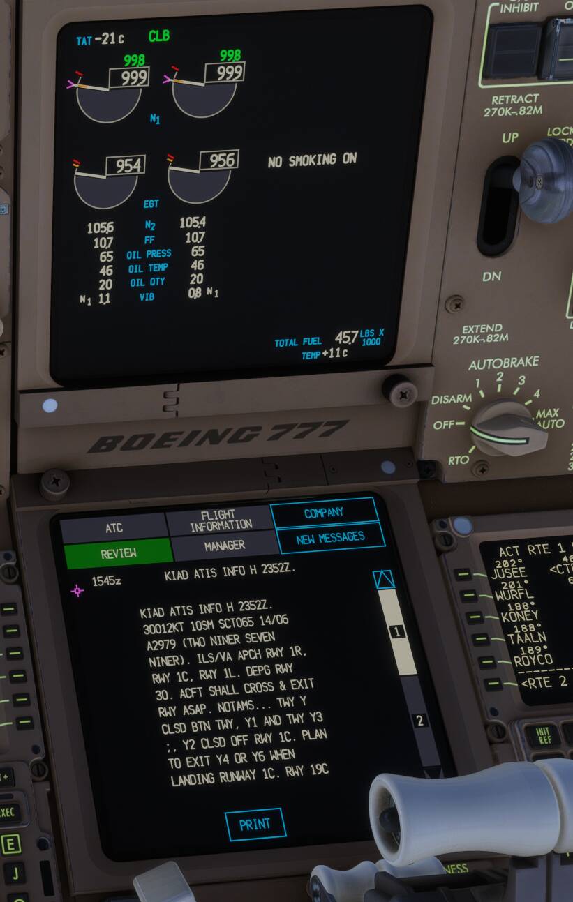 PMDG 777 - How to display ATIS and ACARS message on EICAS? - Aircraft ...