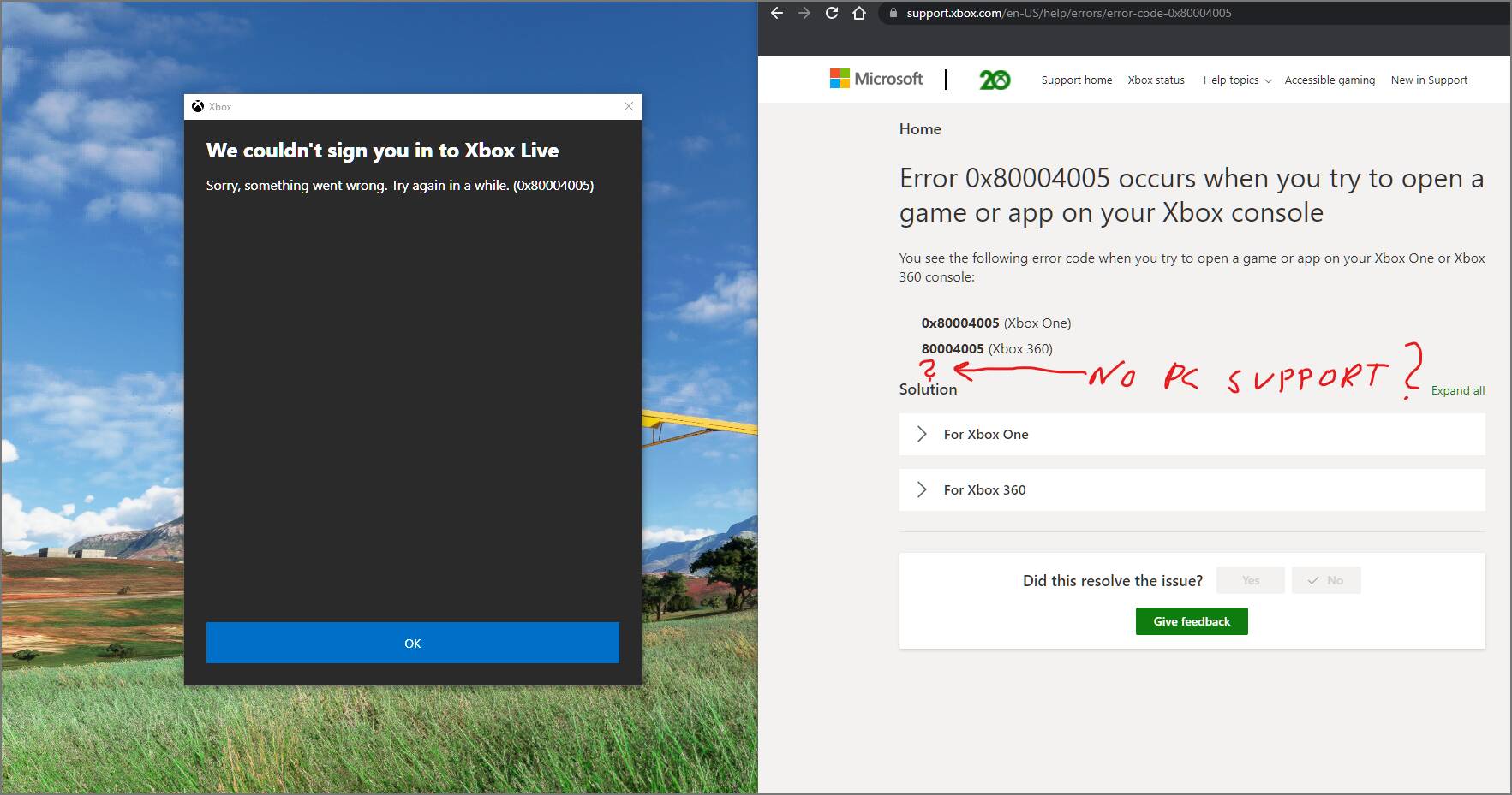 X-box live Error 0x80004005 on PC #2 - Install, Performance & Graphics ...