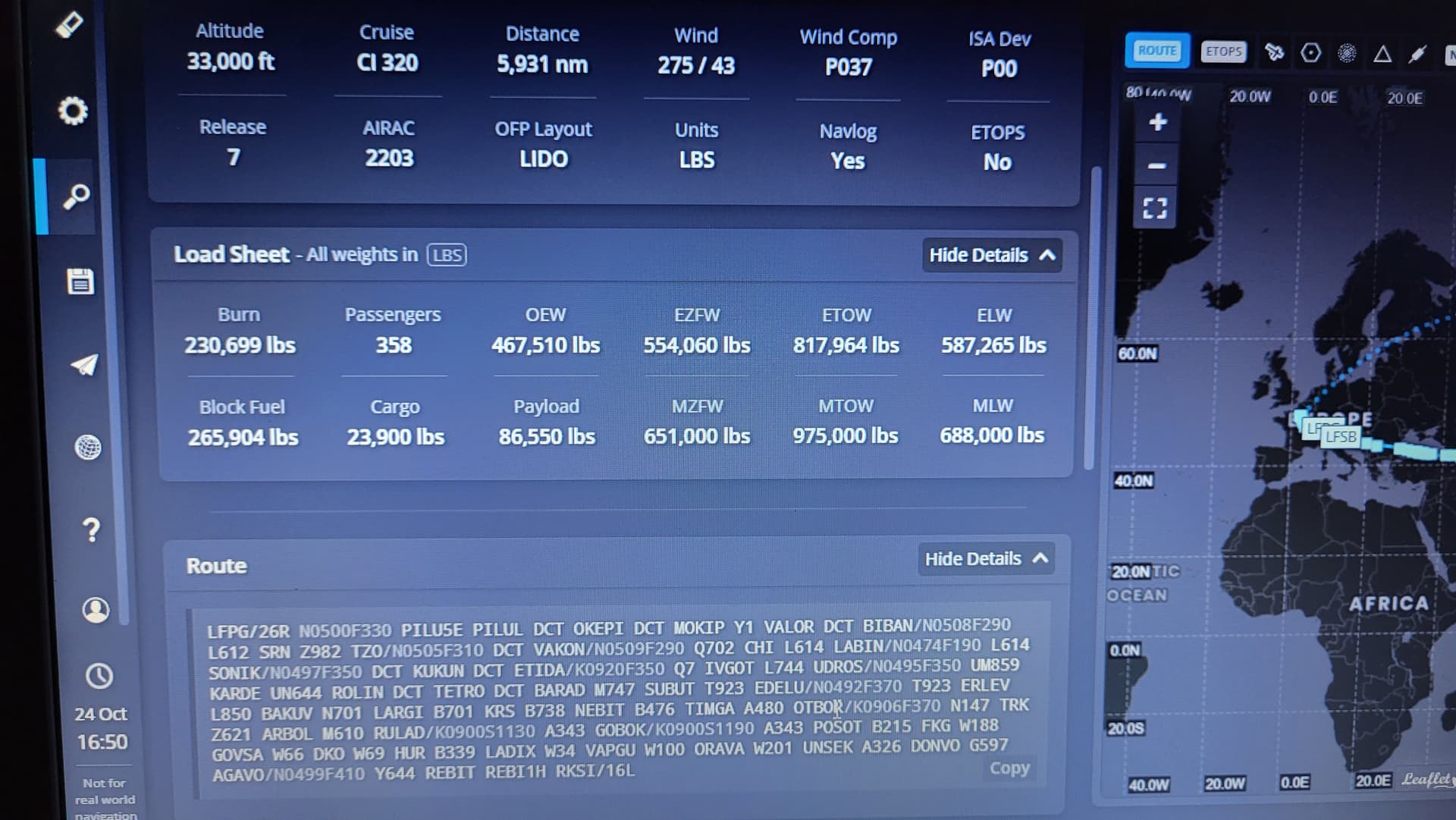 PARTIAL RTE 1 UPLINK on 747-8i and 787-10 on SU13 - Aircraft