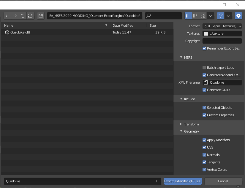 Blender MSFS gtlf Exporter (model not showing up in editor) - SDK ...