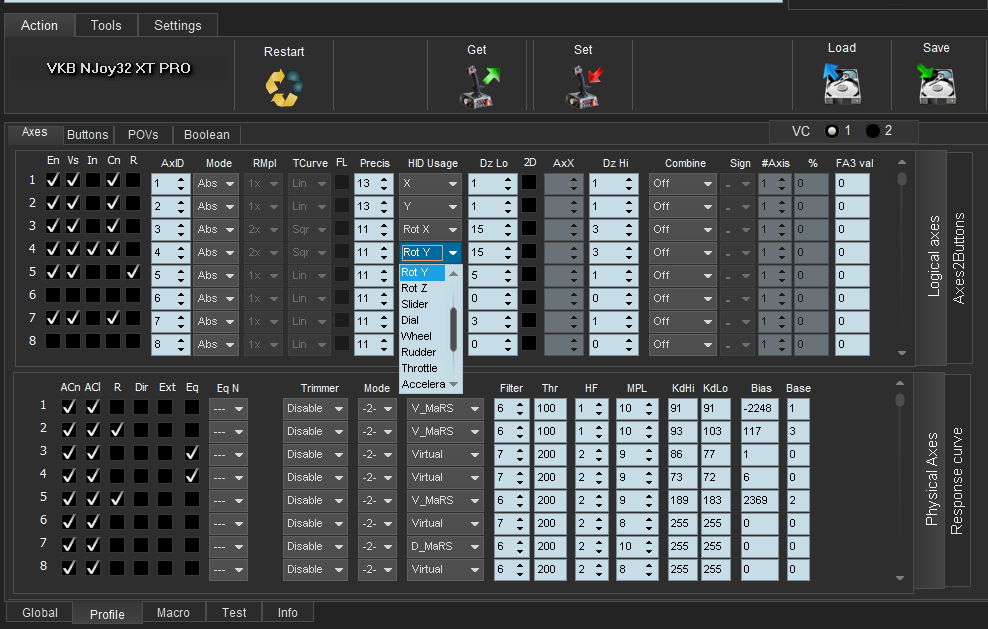 VKB Gladiator not able to set axis(s) in latest update - Hardware ...