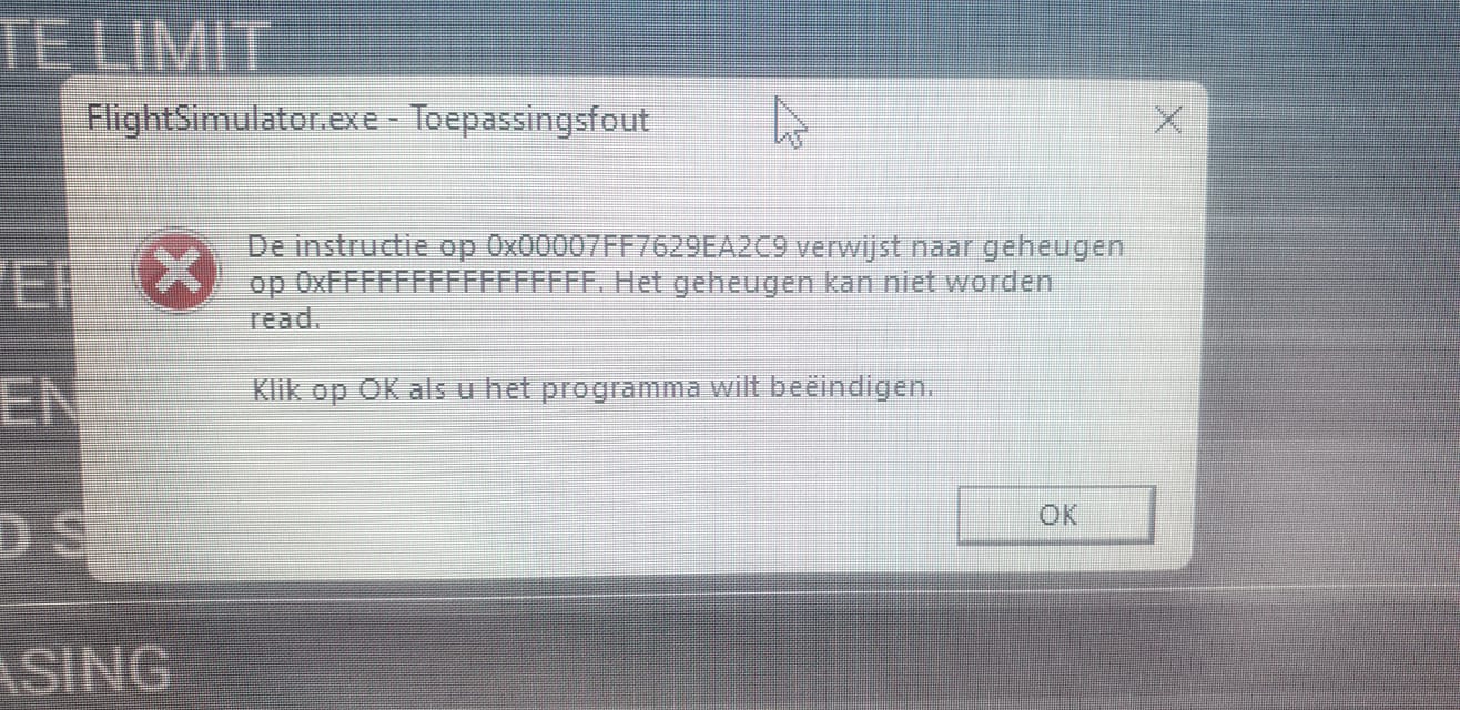 MSFS Application Error - memory could not be read - #712 by T0mmius ...