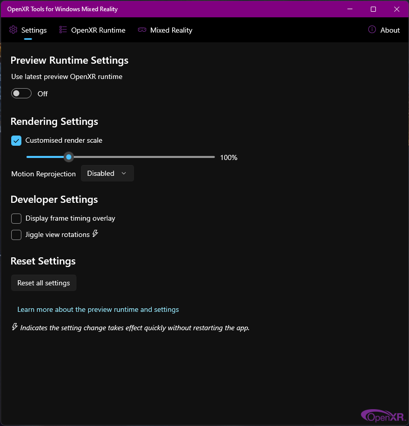OpenXR Tools for WMR