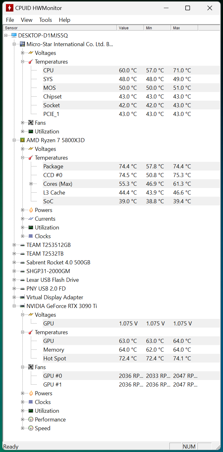 System temps (CPU H2O, GPU Air) MSFS